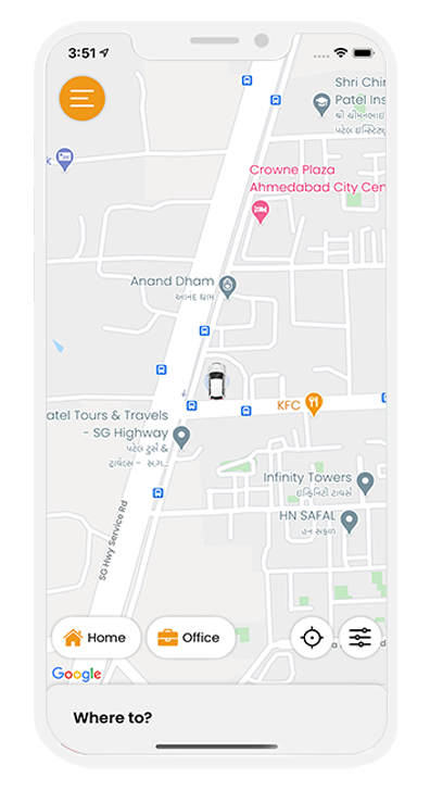 Taxi app customer tab